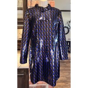 & Other Stories Sequin Mini Dress In Blue And Black Size 8